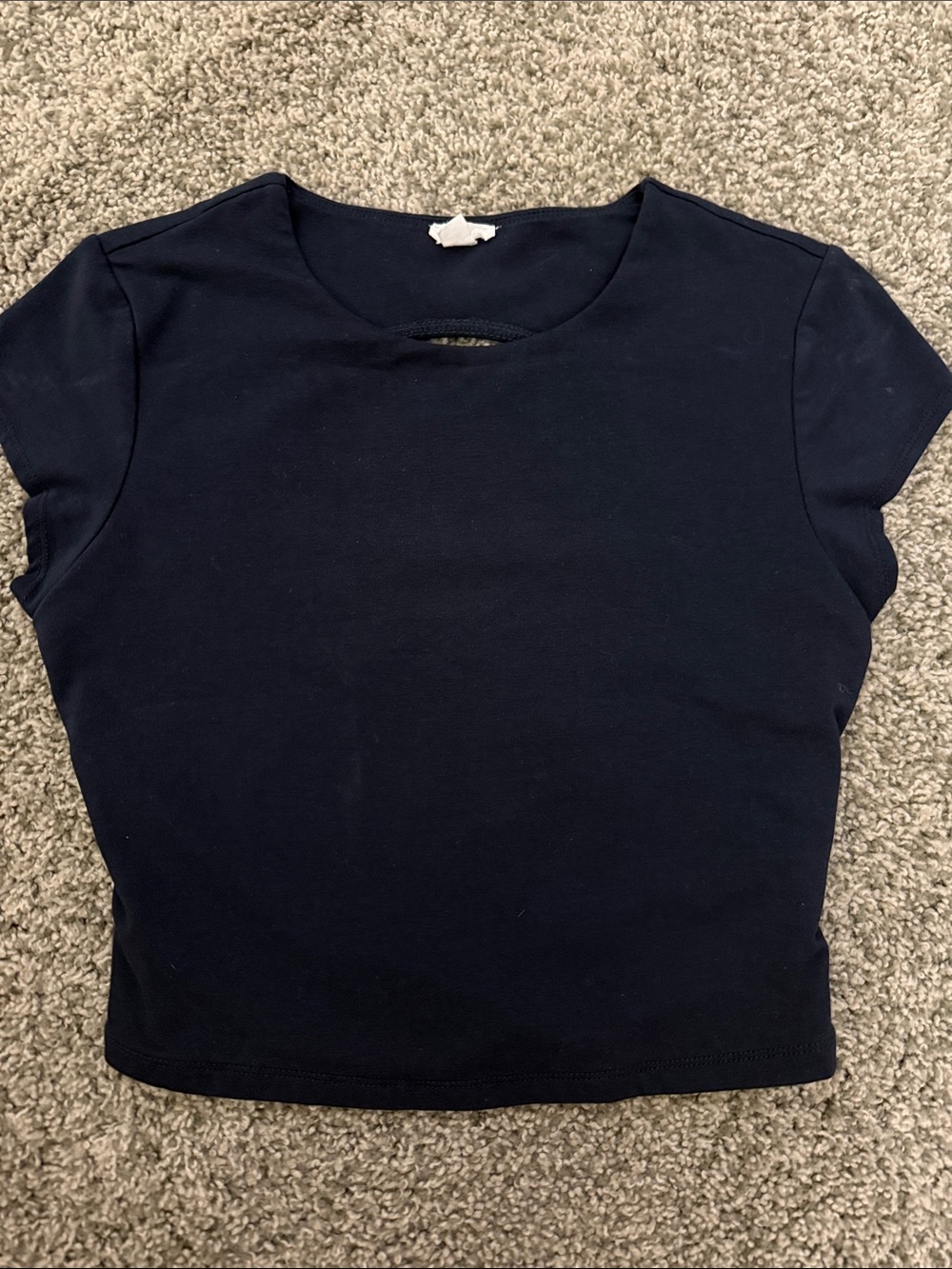 Garage Navy Crop Top with Short Sleeves